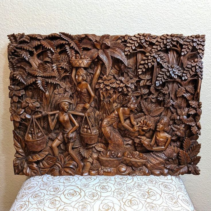 Relief panel with traditional Balinese figures
